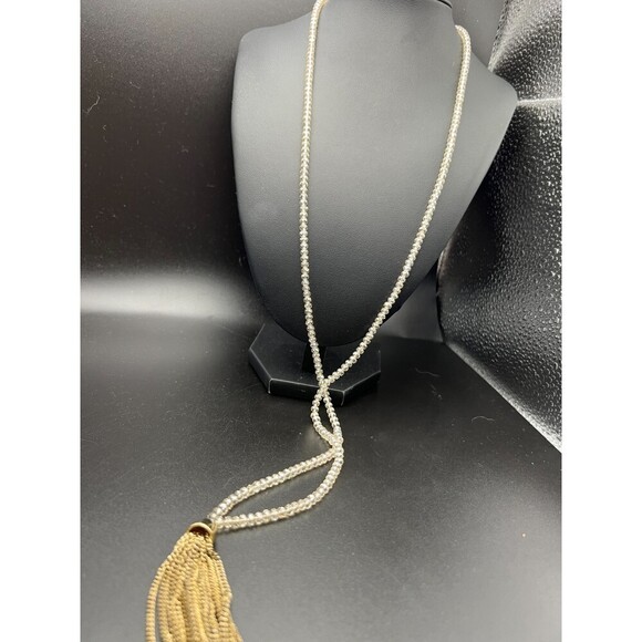 Ann Taylor LOFT Beaded Fringe Necklace - Picture 2 of 6